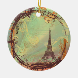 Eiffelturm-Weihnachtsbaumanhänger Keramik Ornament