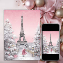 Eiffelturm, Weihnachtsmann, Paris Chic Pink Weihna