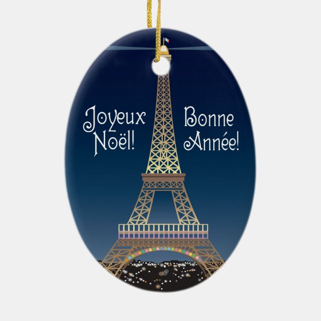 Eiffelturm-Weihnachtsverzierung Keramik Ornament (Hinten)
