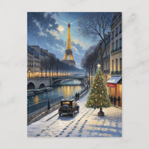 Eiffelturm Winterlandschaft Vintager Stil Postkarte