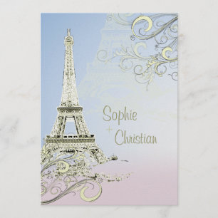 Eiffelturm + Wirbel Hochzeitseinladungen Einladung