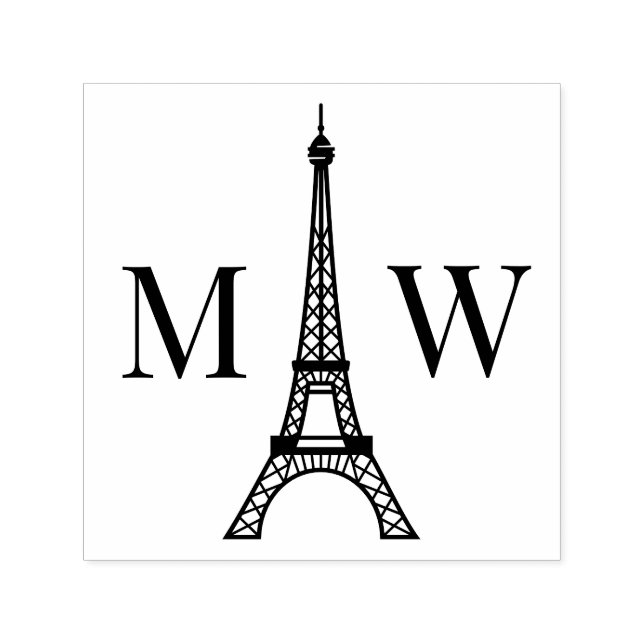 Eiffelturm Zwei Anfangscouple Wedding Monogram 2 Permastempel (Design)