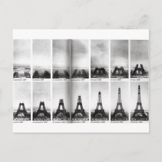 Eiffelturmbau Postkarte (Vorderseite)
