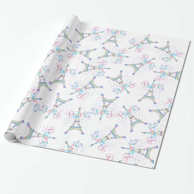 Eiffelturmconfetti-Packpapier Geschenkpapier (Ungerollt)