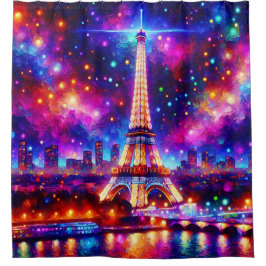 "Eiffelturmnacht: Reflexion über die Seine" Duschvorhang