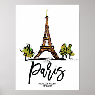 Eiffelturmparis ROMANTIC COUPLE Poster