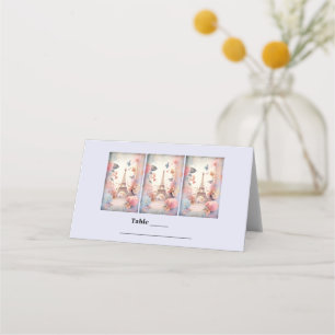 Eiffelturmschmetterlinge und Blume Platzkarte