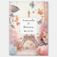 Eiffelturmschmetterlinge und Blume Save the Date