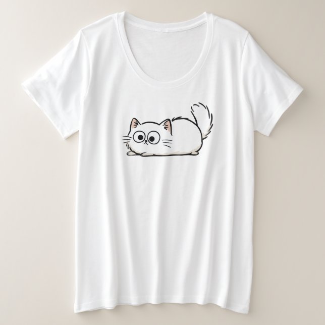Eigenartige Fluffige Schwanz Katze Große Größe T-Shirt (Design vorne)