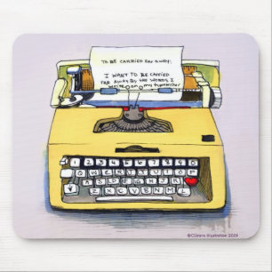 Eigenartige gelbe Schreibmaschine Mousepad