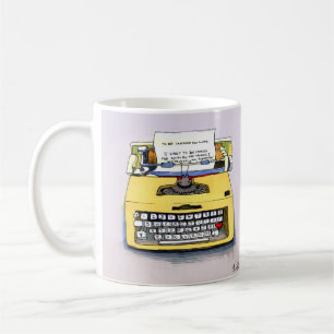 Eigenartige gelbe Schreibmaschine Tasse
