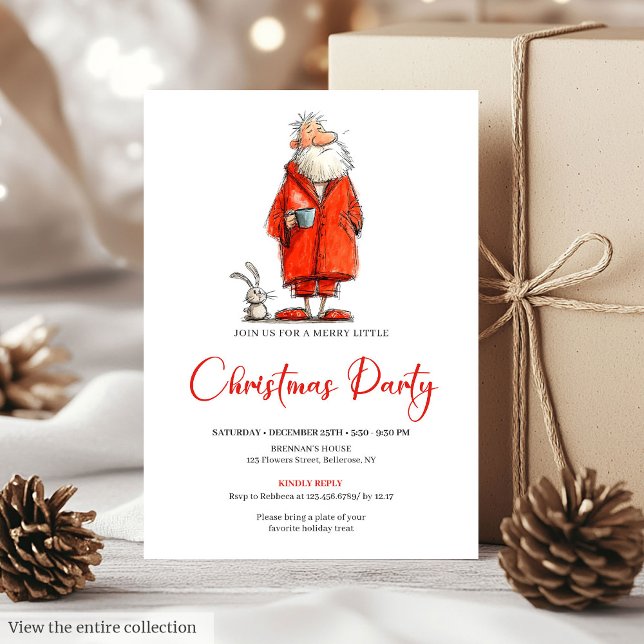 Eigenartige Weihnachtsfeier-Einladung mit Wasserfa Einladung (Quirky Watercolor Santa Claus Holiday Party Invitation

)