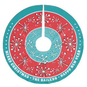 Eigene Atomsputnik Mitte des Jahrhunderts Moderne Polyester Weihnachtsbaumdecke