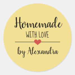 Eigene Ausführung mit Liebe-Gelb-Schrift Runder Aufkleber