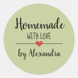 Eigene Ausführung mit Liebe-Grün-Schrift Runder Aufkleber