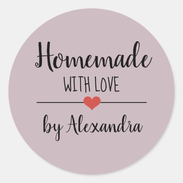 Eigene Ausführung mit lila Liebe-Schrift Runder Aufkleber (Vorderseite)