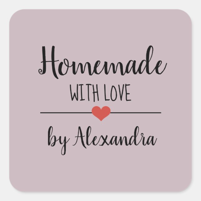 Eigene Ausführung mit lila Liebe-Skriptnamen Quadratischer Aufkleber (Vorderseite)