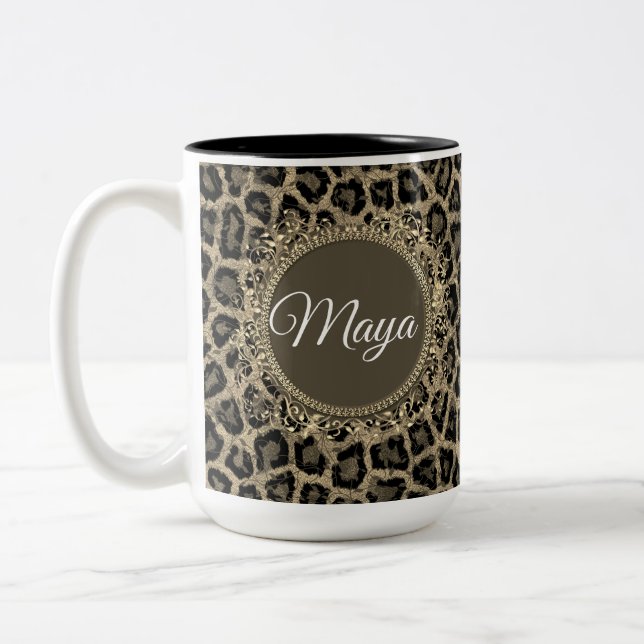 Eigene Außenleoparddrucke Zweifarbige Tasse (Links)