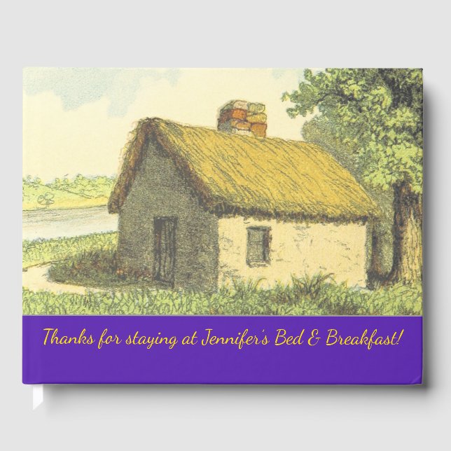 Eigene Bed & Breakfast Name + rustikale Hütte Gästebuch (Vorderseite)