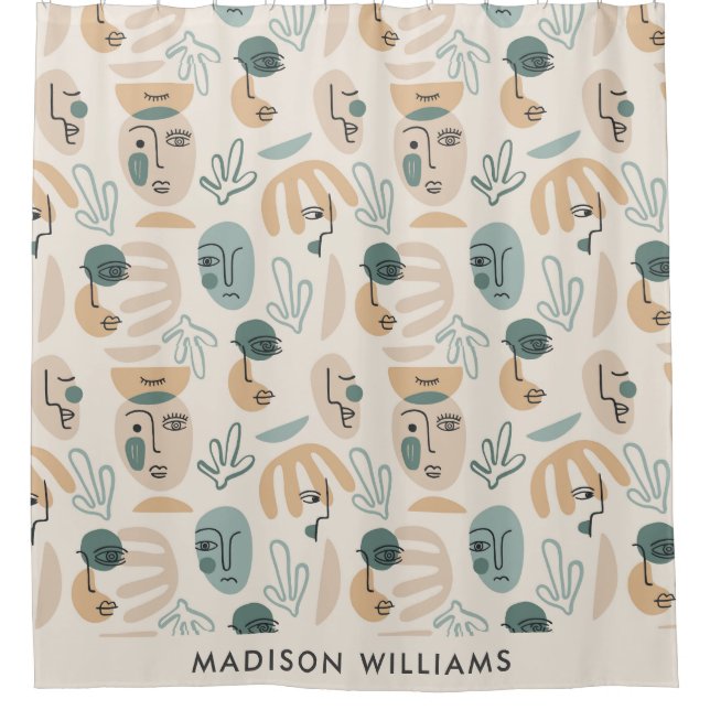 Eigene botanische Motive mit Personalisiertem Name Duschvorhang (Vorderseite)