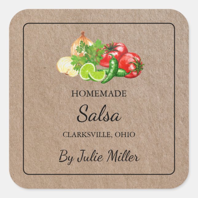 Eigene Briefmarke Salsa Square Quadratischer Aufkleber (Vorderseite)
