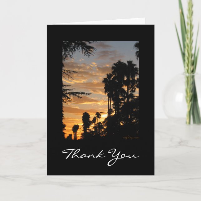 Eigene Dankeschön Palm Tree Sunset Art Card Dankeskarte (Vorderseite)