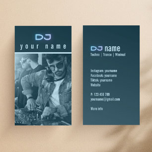 Eigene DJ-Foto-Techno-Blau-Geschäaftskarte Visitenkarte