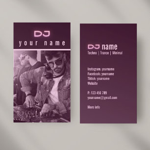 Eigene DJ-Foto-Techno-Pink-Visitenkarte Visitenkarte