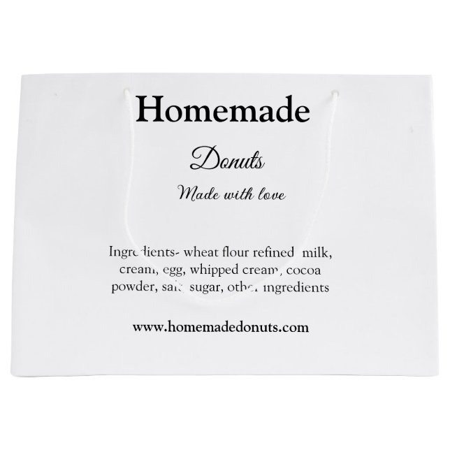 Eigene Donuts mit Liebe ergänzen Text-Website Große Geschenktüte (Vorderseite)
