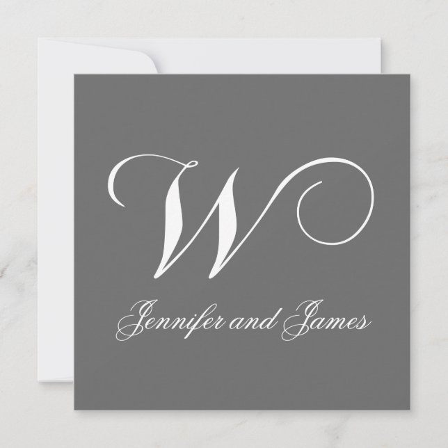 Eigene Einladung zum Hochzeitsfeiern mit Monogramm (Vorderseite)