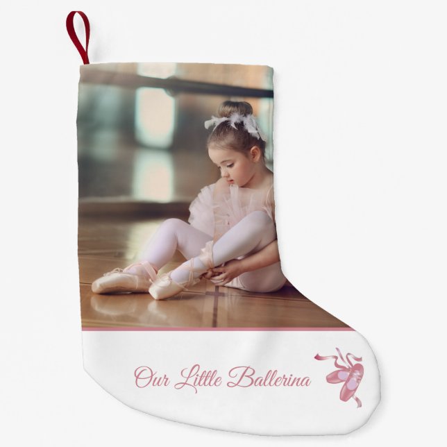 Eigene Elegante Kleine Ballerina Rosa Weiß Kleiner Weihnachtsstrumpf (Vorderseite)