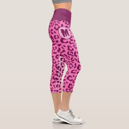 Eigene Erstmalige Rosa Leopard-Printwerbung Capri Leggings