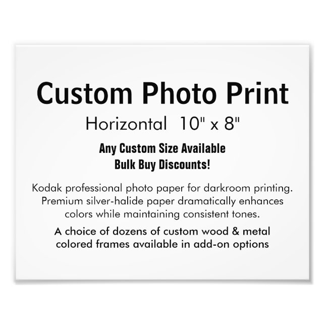 Eigene Foto-Print - Horizontal 10" x 8" Fotodruck (Vorne)