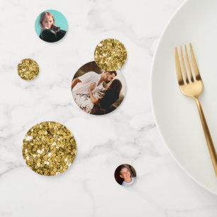 Eigene Fotos Benutzerdefinierte Goldene Hochzeitsd Konfetti