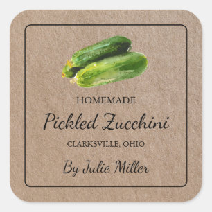 Eigene gepickte Zucchini Square-Papieretikettierun Quadratischer Aufkleber