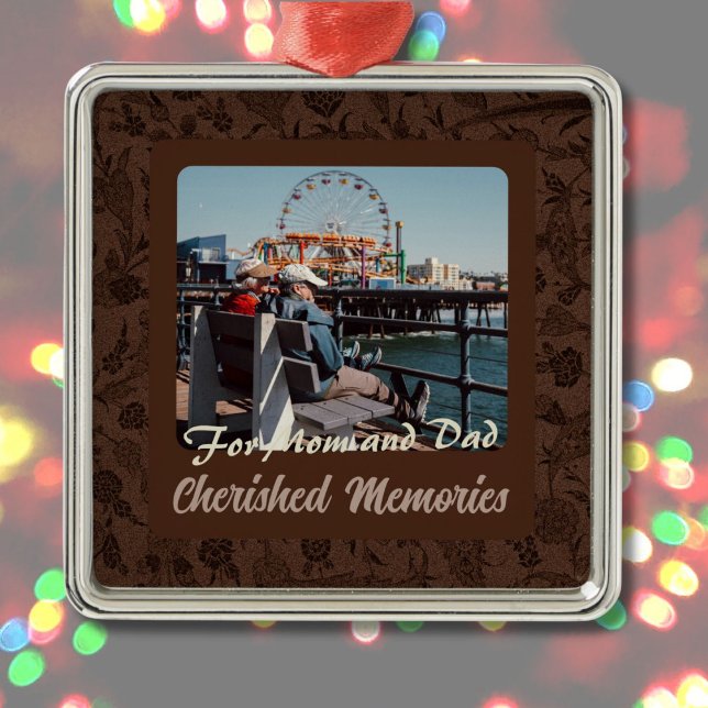 Eigene Geschenke für ältere Elternpaare braun Ornament Aus Metall (Custom Gifts for Older Parents Couples)