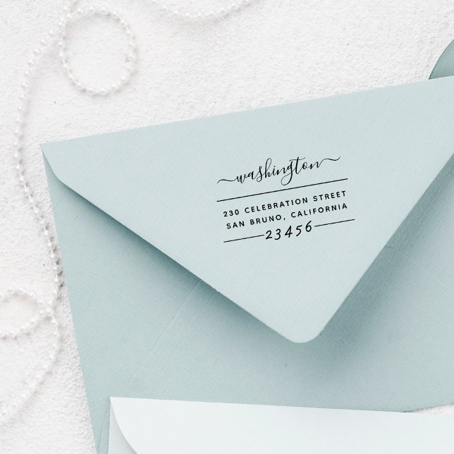 Eigene Handschrift Familienname und Rücksendeadres Gummistempel (Von Creator hochgeladen)