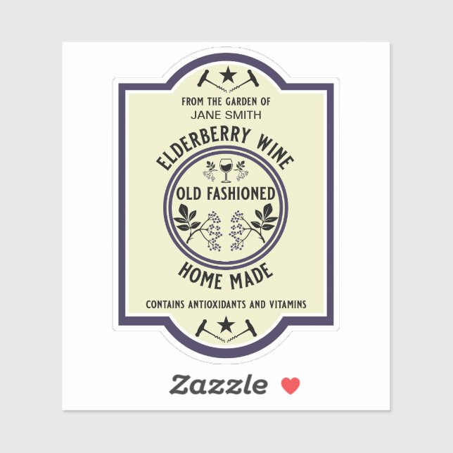 Eigene hausgemachte Elderberry Drinks Aufkleber (Blatt)