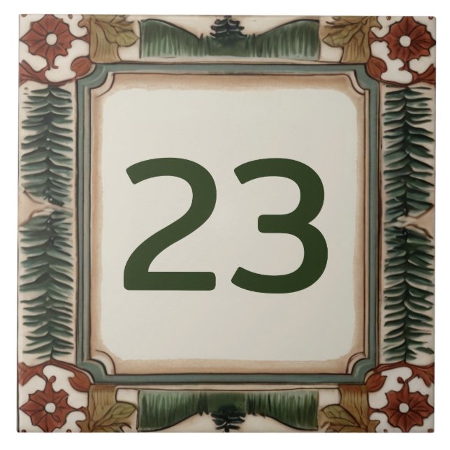 Eigene Hausnummer Unterschrift Wald Wald Fliese (Vorderseite)