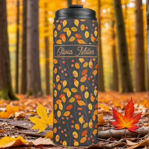 Eigene Herbstleaves und Berries Thermosbecher