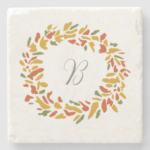 Eigene Herbstmalerei für Monogramm Steinuntersetzer