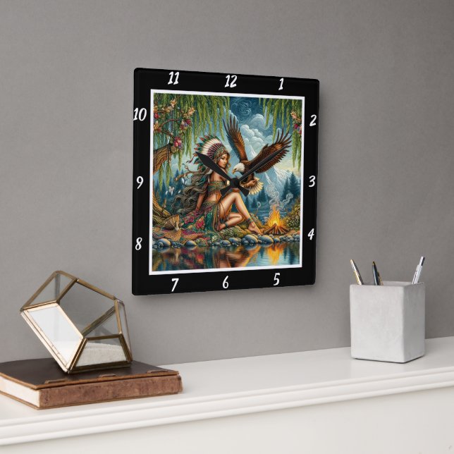 Eigene Herzen: Die Wahrheit des Adlers Quadratische Wanduhr (Büro)