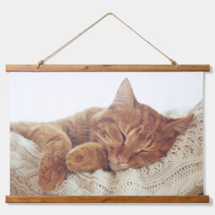 Eigene hinzufügen Benutzerdefiniertes Cat-Foto Wandteppich Mit Holzrahmen