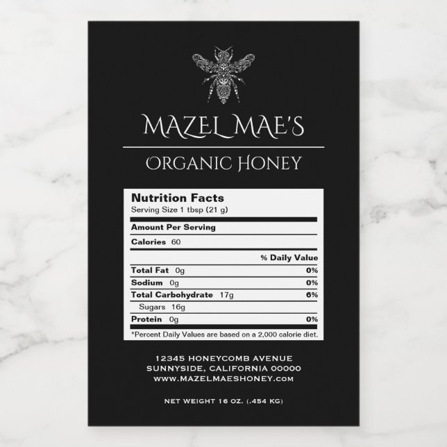 Eigene Honigernährungsmarken Lebensmitteletikett (Einzelnes Label)