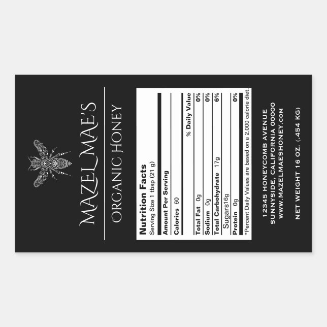 Eigene Honigernährungsmarken Rechteckiger Aufkleber (Vorderseite)