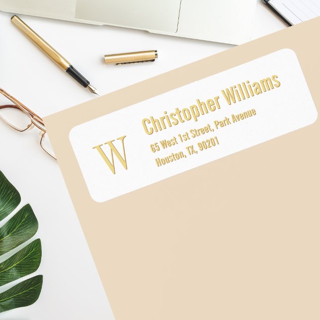 Eigene Initialen Golden Modern Return Address Labe (Custom Initials Golden Modern Return Address Label)