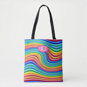 Eigene Initialen Rainbow Pride Tote Bag.