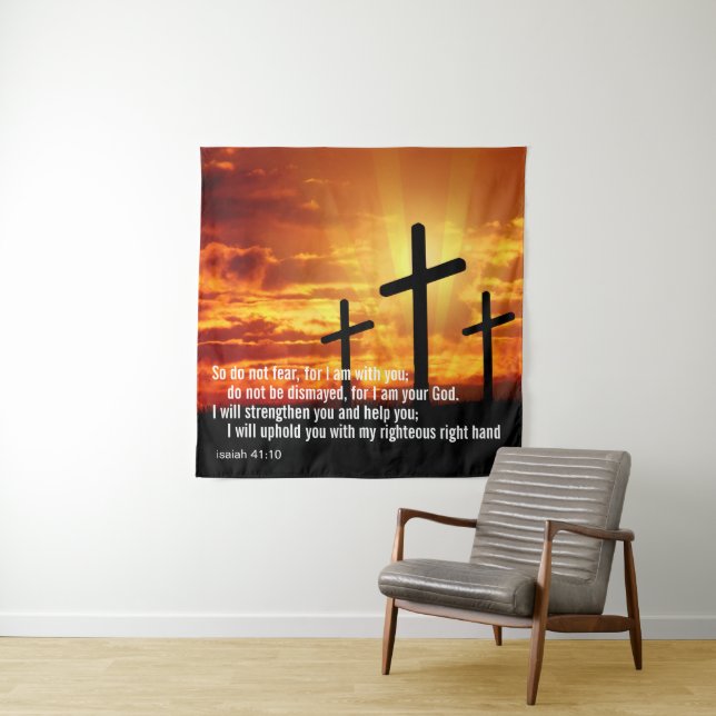 Eigene Inspiration Bible Verse Cross Sunset Wandteppich (Beispiel)