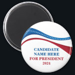 Eigene Kandidatur für den Präsidenten 2024 hinzufü Magnet<br><div class="desc">Passen Sie Ihren eigenen politischen Wahlkampfmagneten an,  indem Sie unter dieser künstlerischen amerikanischen Flagge Ihren eigenen Namen oder einen anderen Politiker in rot,  weiß und blau hinzufügen. Fügen Sie 2024 einen individuelle Name für den Präsidenten hinzu.</div>