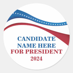 Eigene Kandidatur für den Präsidenten 2024 hinzufü Runder Aufkleber